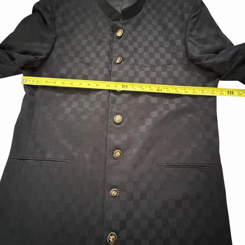 Jive Mens Collection Black Geometric Check Suit Jacket Sport Coat 42L Streetwear
